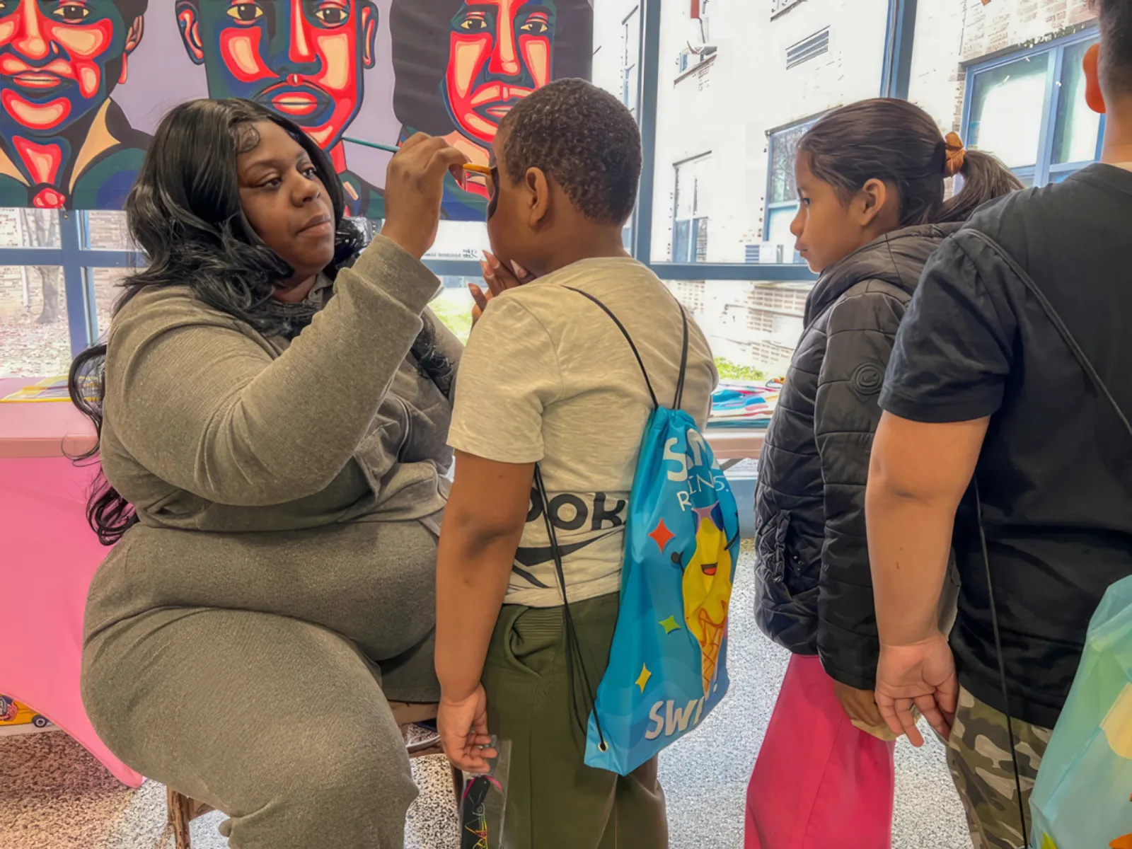 Sheriff Department canine unit visiting children at the Books and Breakfast community event