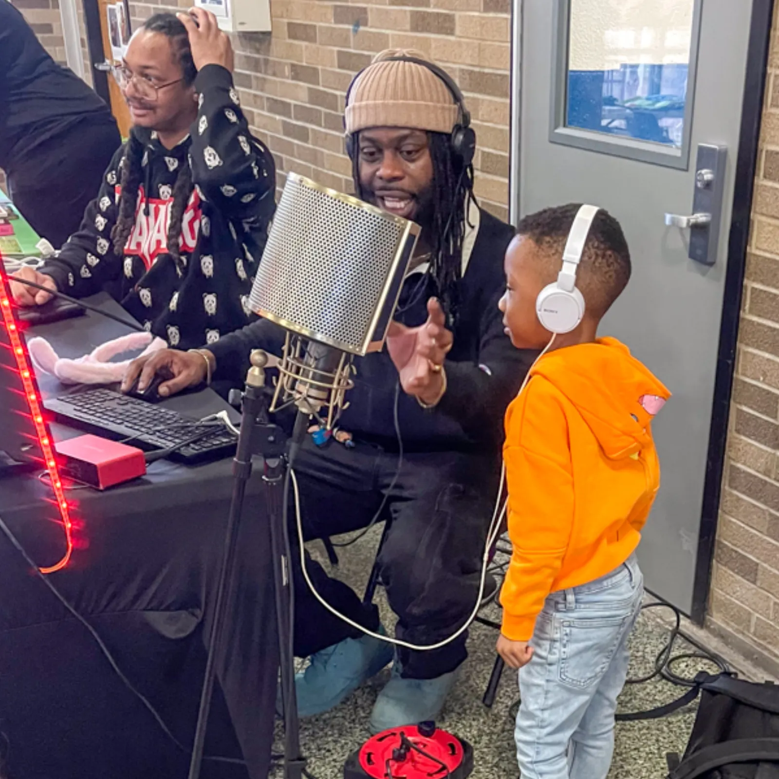 Young readers selecting their favorite books from the collection